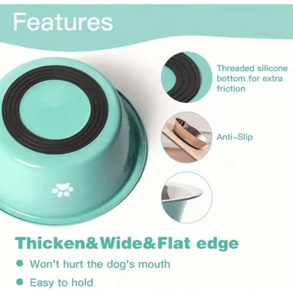 Stainless Steel Pet Feeding Bowl NonSlip Food Water Dish For Cats And Dogs 4