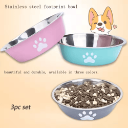 stainless steel pet feeding bowl non-slip food & water dish for cats and dogs