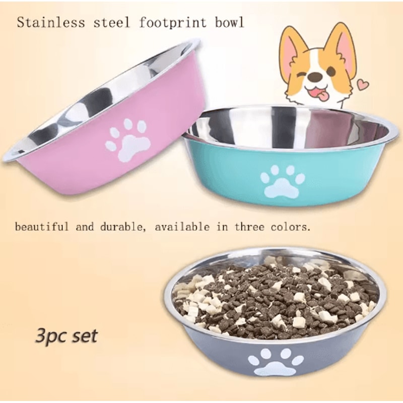 Stainless Steel Pet Feeding Bowl NonSlip Food Water Dish For Cats And Dogs 0