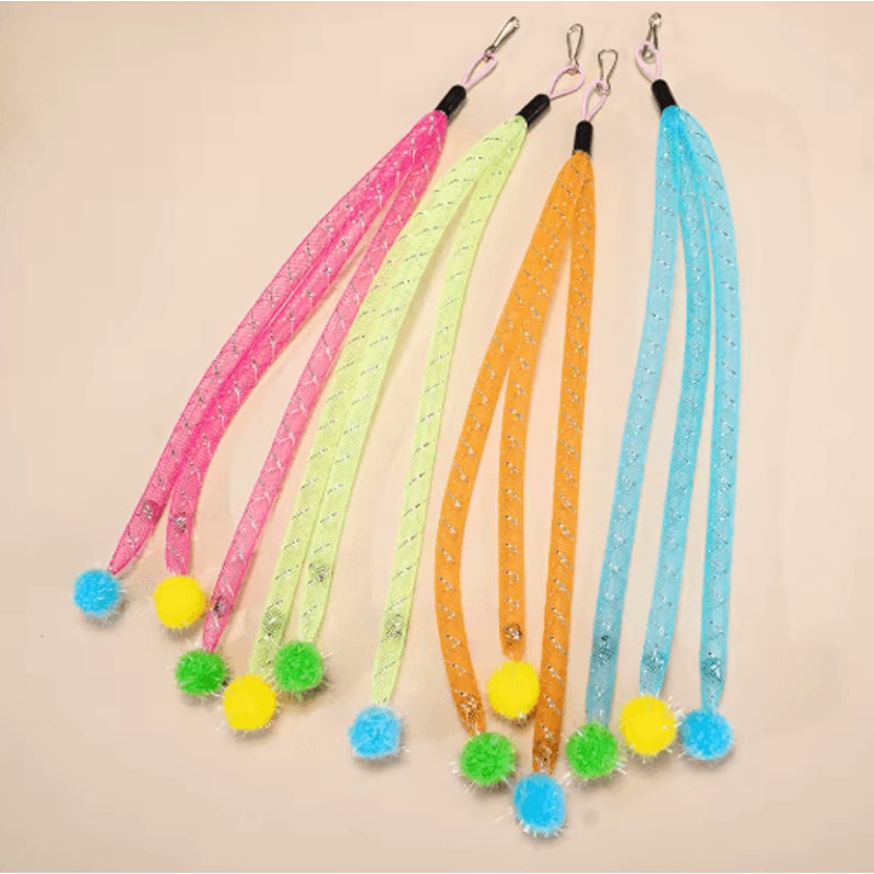 Interactive Cat Wand Replacement Head Set Elastic Teaser Ball Attachments For Endless Play 1