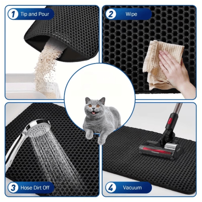 Waterproof DoubleLayer Cat Litter Mat Large Litter Trapping Pad For Cleaner Floors 3