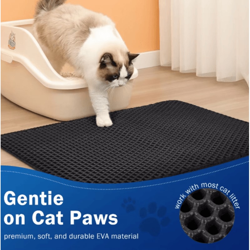 Waterproof DoubleLayer Cat Litter Mat Large Litter Trapping Pad For Cleaner Floors 5