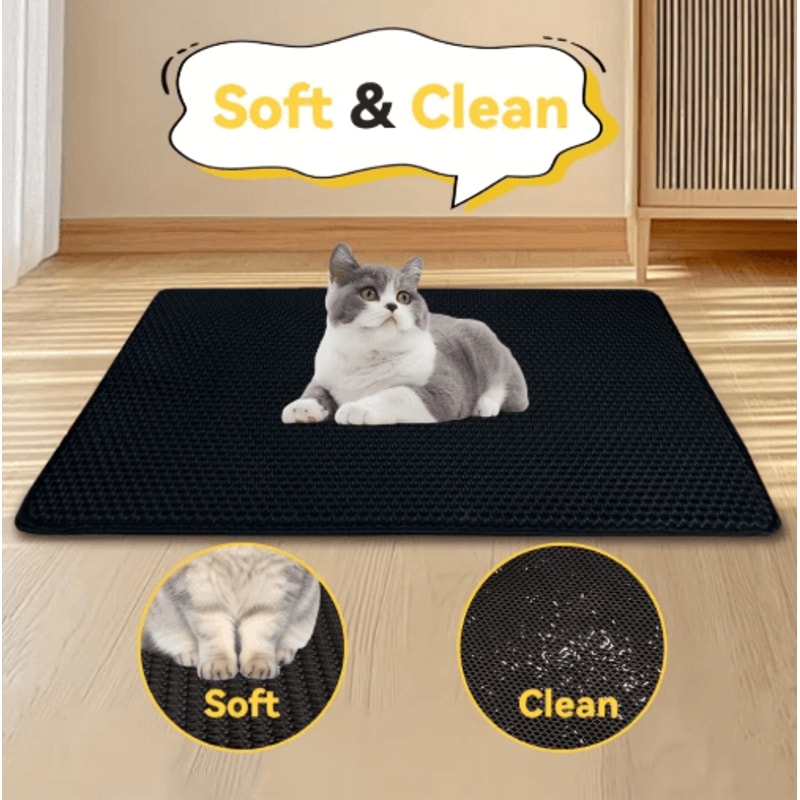 Waterproof DoubleLayer Cat Litter Mat Large Litter Trapping Pad For Cleaner Floors 6