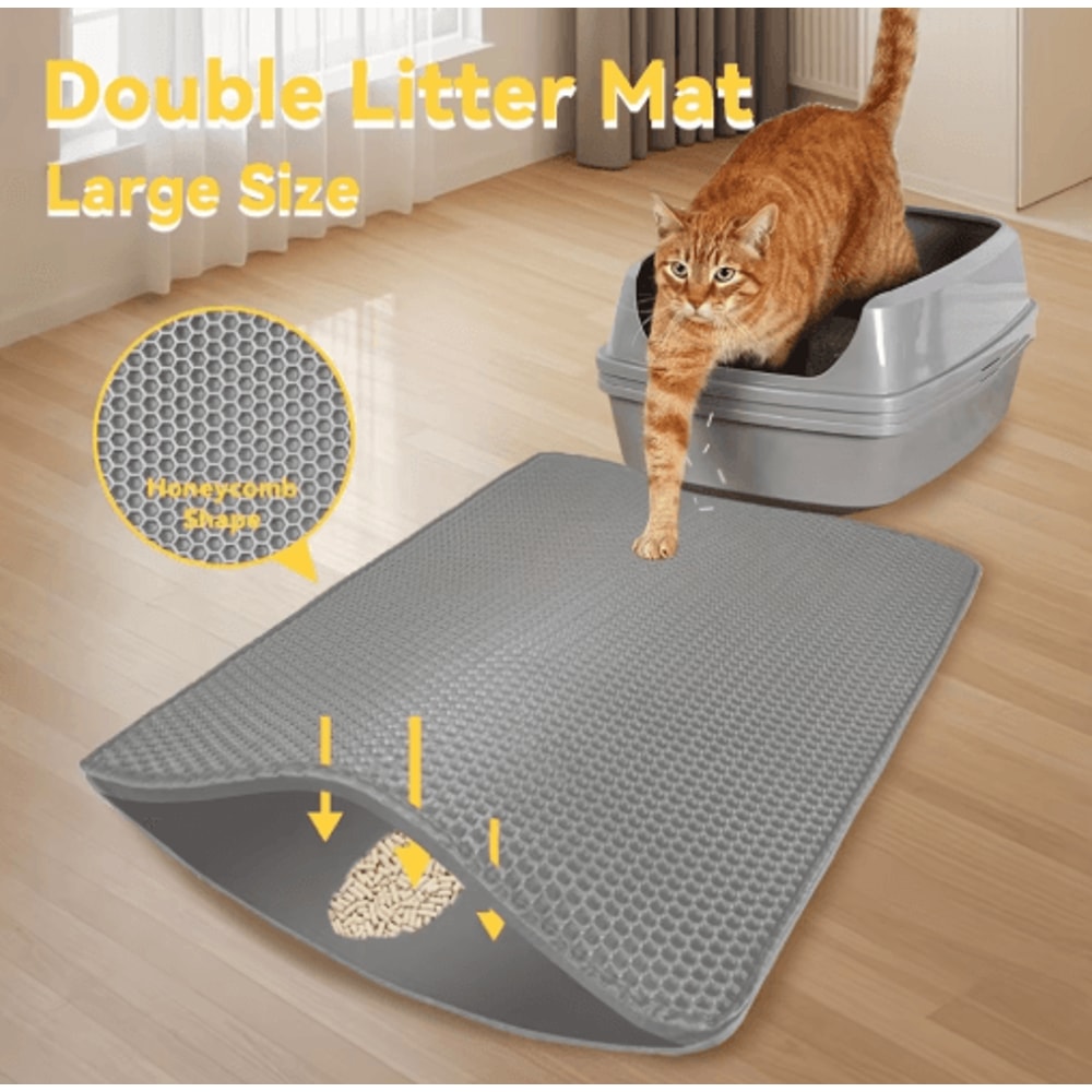 Waterproof DoubleLayer Cat Litter Mat Large Litter Trapping Pad For Cleaner Floors 7