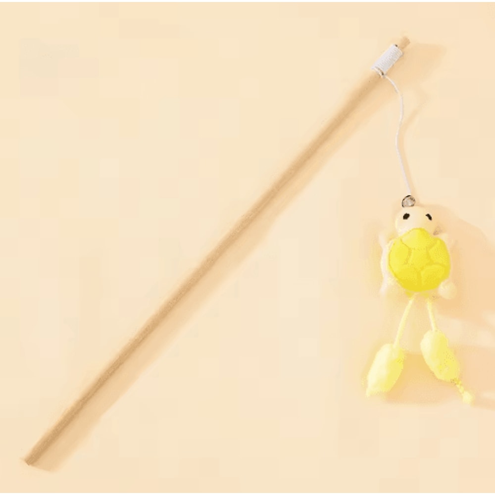 Wooden Cat Teaser Wand With Bell Interactive BiteResistant Toy For Active Cats 3