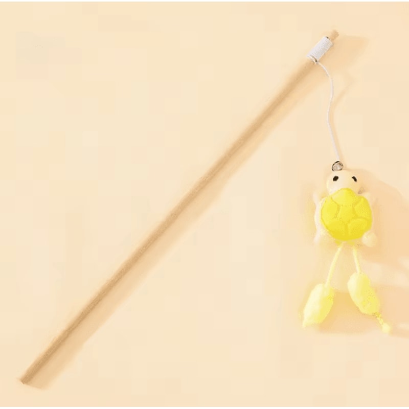 Wooden Cat Teaser Wand With Bell Interactive BiteResistant Toy For Active Cats 3