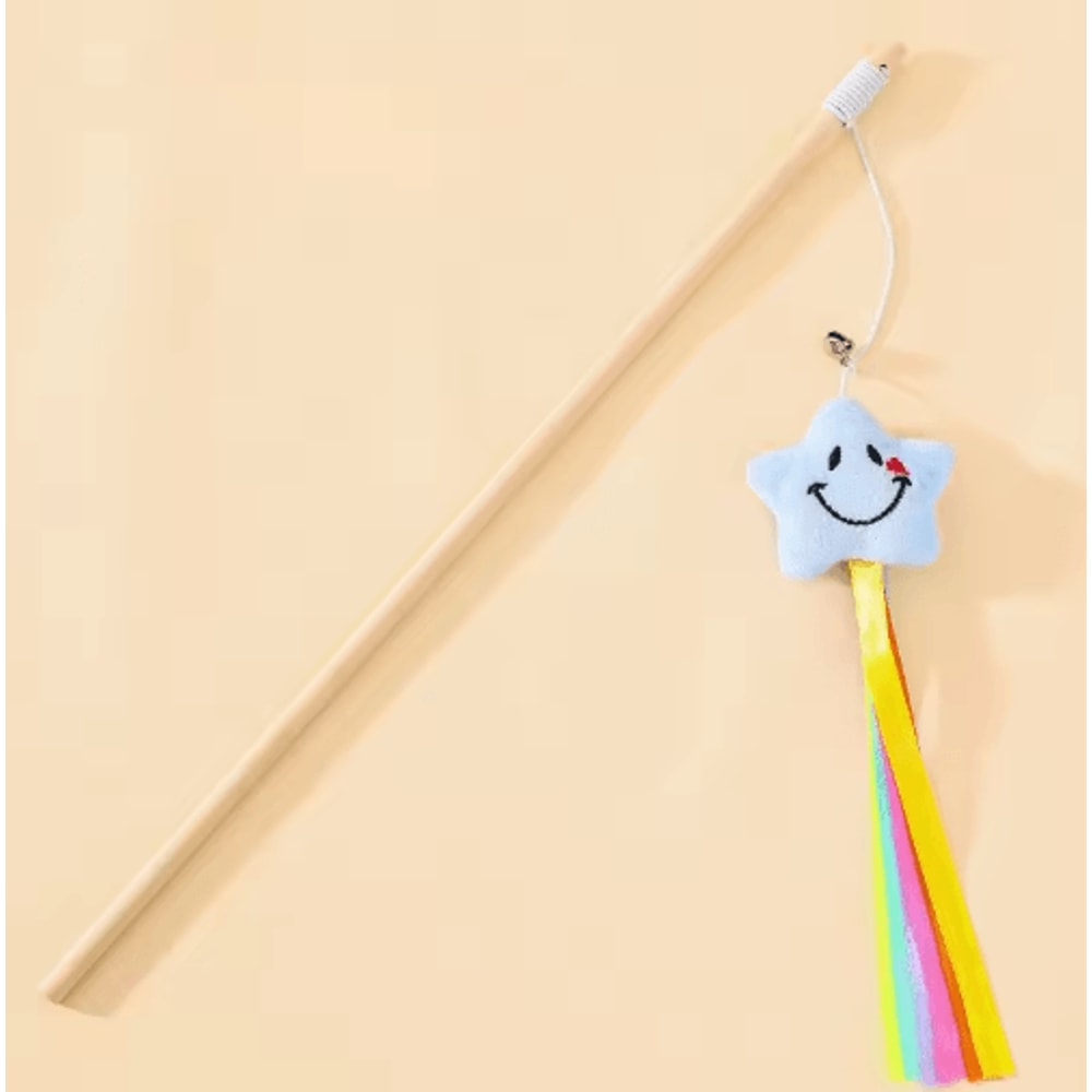 Wooden Cat Teaser Wand With Bell Interactive BiteResistant Toy For Active Cats 4