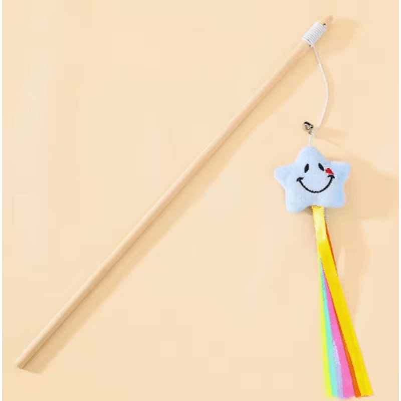 Wooden Cat Teaser Wand With Bell Interactive BiteResistant Toy For Active Cats 4