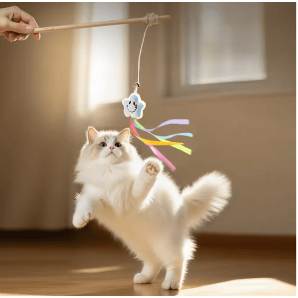 Wooden Cat Teaser Wand With Bell Interactive BiteResistant Toy For Active Cats 6
