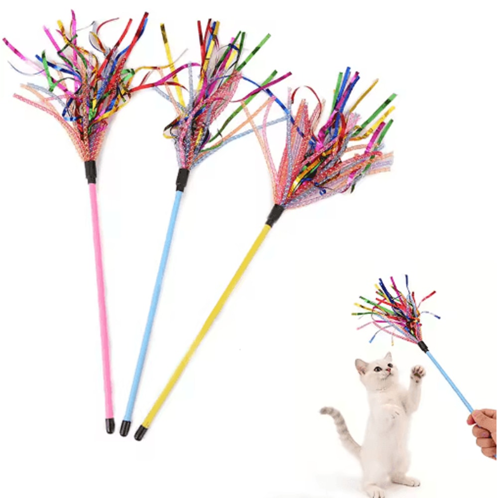 Colorful Soft Tube Cat Wand Interactive Teaser Stick For Indoor Cats And Kittens 0