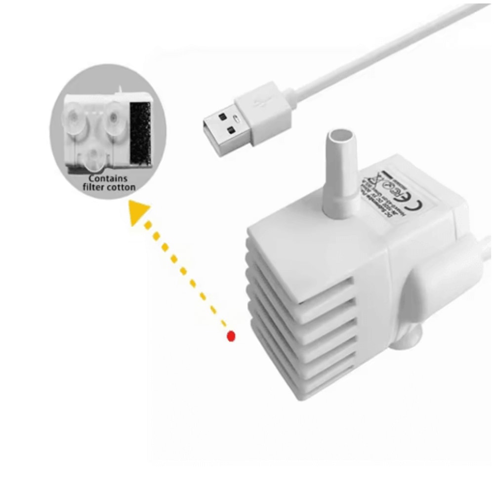 USB Pet Fountain Water Pump With LED Light Replacement Motor For Cat Water Dispensers 8