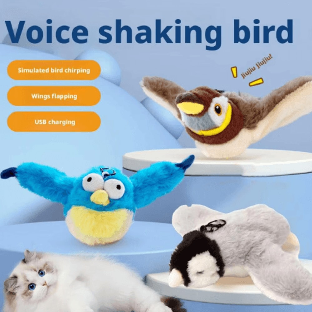 Interactive Flapping Bird Cat Toy With Catnip Chirping Flying Bird For Active Indoor Cats 4