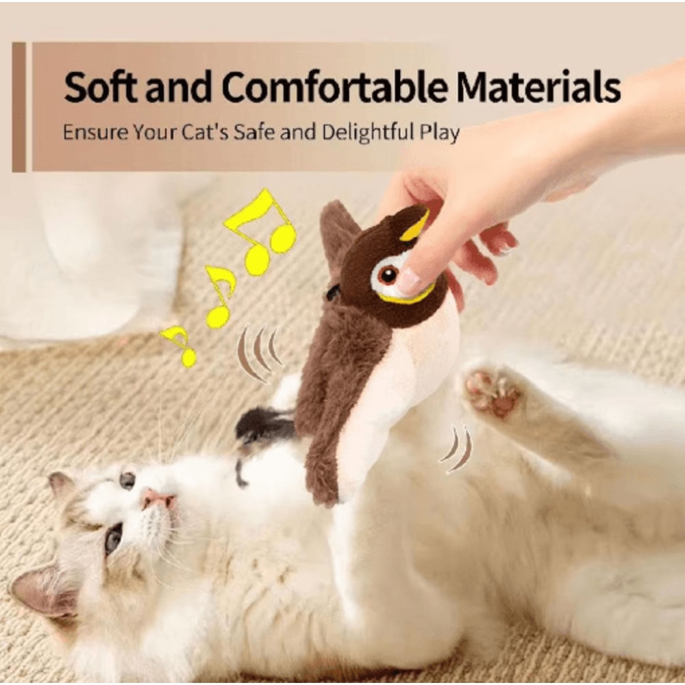 Interactive Flapping Bird Cat Toy With Catnip Chirping Flying Bird For Active Indoor Cats 0