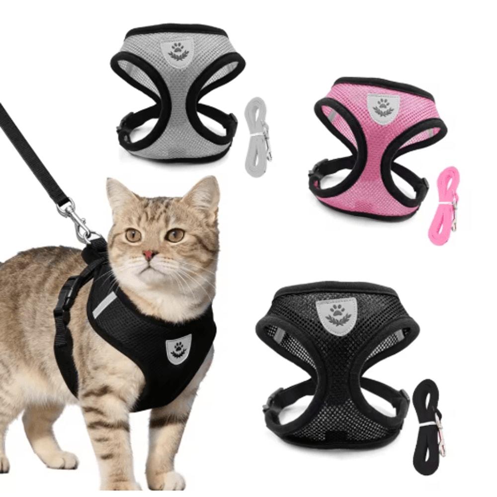 EscapeProof Reflective Cat Harness Leash Set Adjustable Safety Vest For Cats And Small Dogs 0