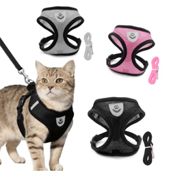 escape-proof reflective cat harness & leash set – adjustable safety vest for cats and small dogs