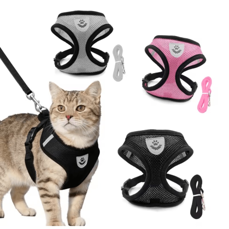 EscapeProof Reflective Cat Harness Leash Set Adjustable Safety Vest For Cats And Small Dogs 0