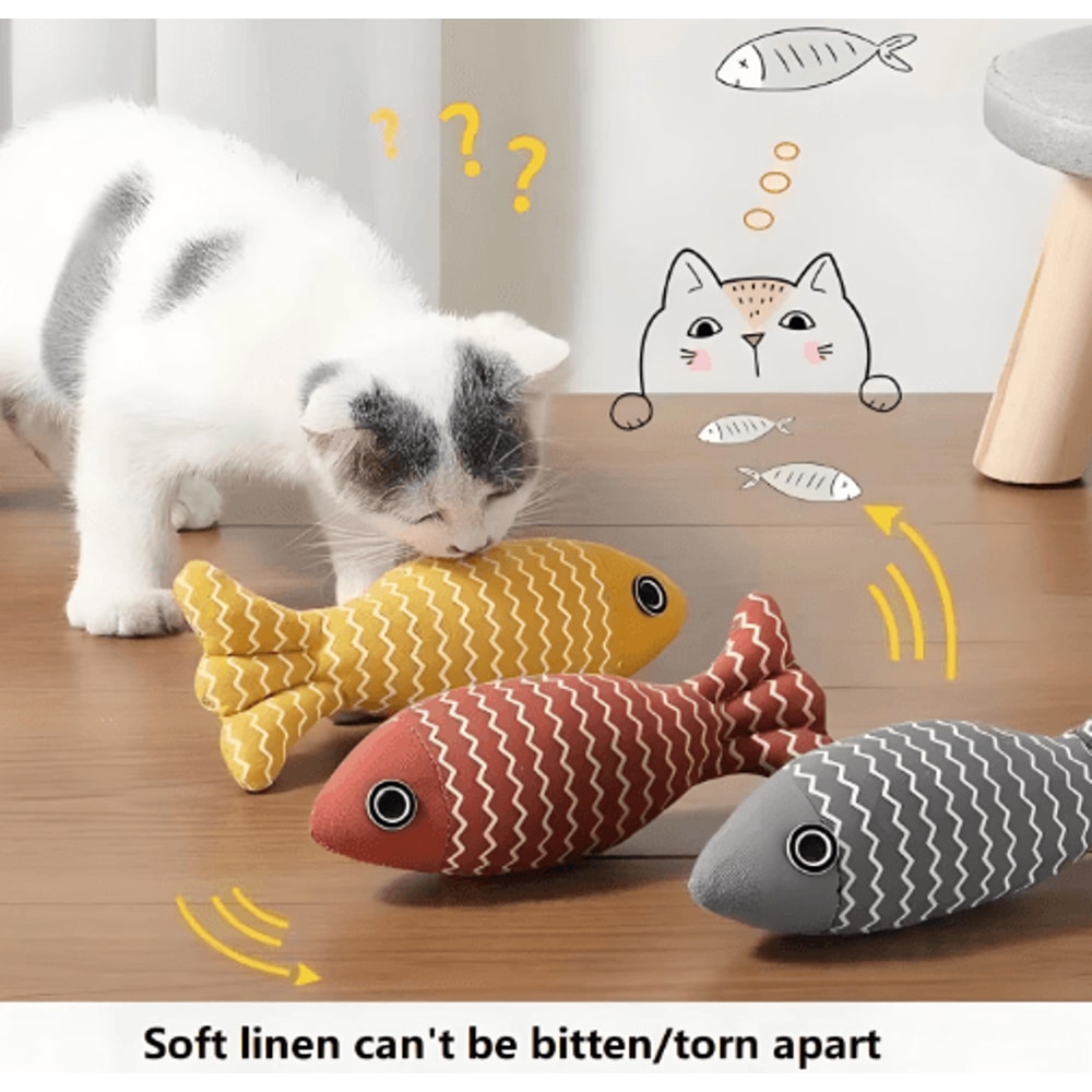 3PCS Fish Catnip Kicker Toy Set Interactive Chew Exercise Toys For Indoor Cats 7