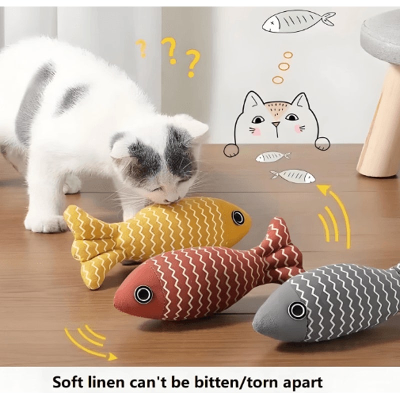 3PCS Fish Catnip Kicker Toy Set Interactive Chew Exercise Toys For Indoor Cats 7