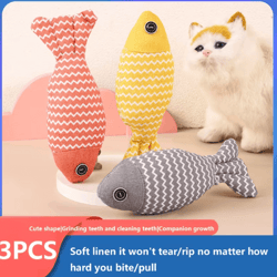 3pcs fish catnip kicker toy set – interactive chew & exercise toys for indoor cats