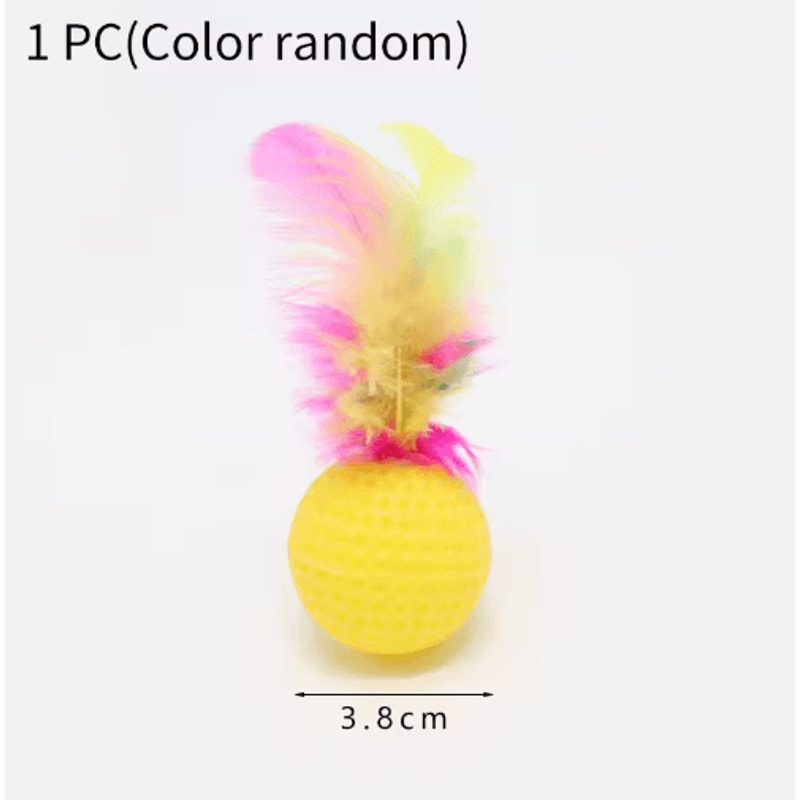 Colorful Feather Golf Ball Cat Toy Set Interactive Catch Chase Toys For Curious Cats 3