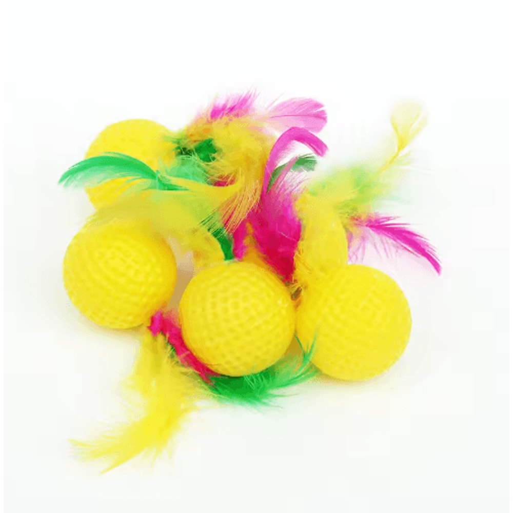 Colorful Feather Golf Ball Cat Toy Set Interactive Catch Chase Toys For Curious Cats 5