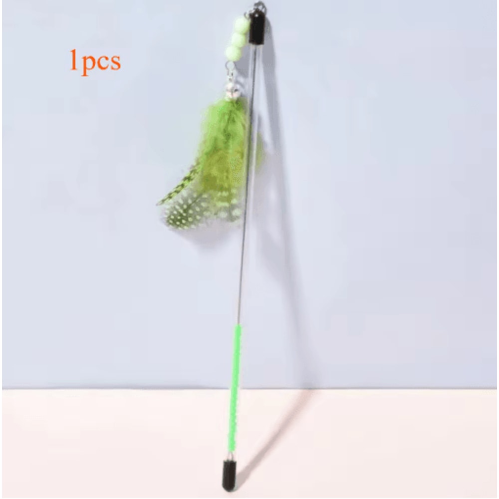 3PCS Retractable Feather Cat Wand Set Interactive Teaser Toys For Cats And Kittens 3