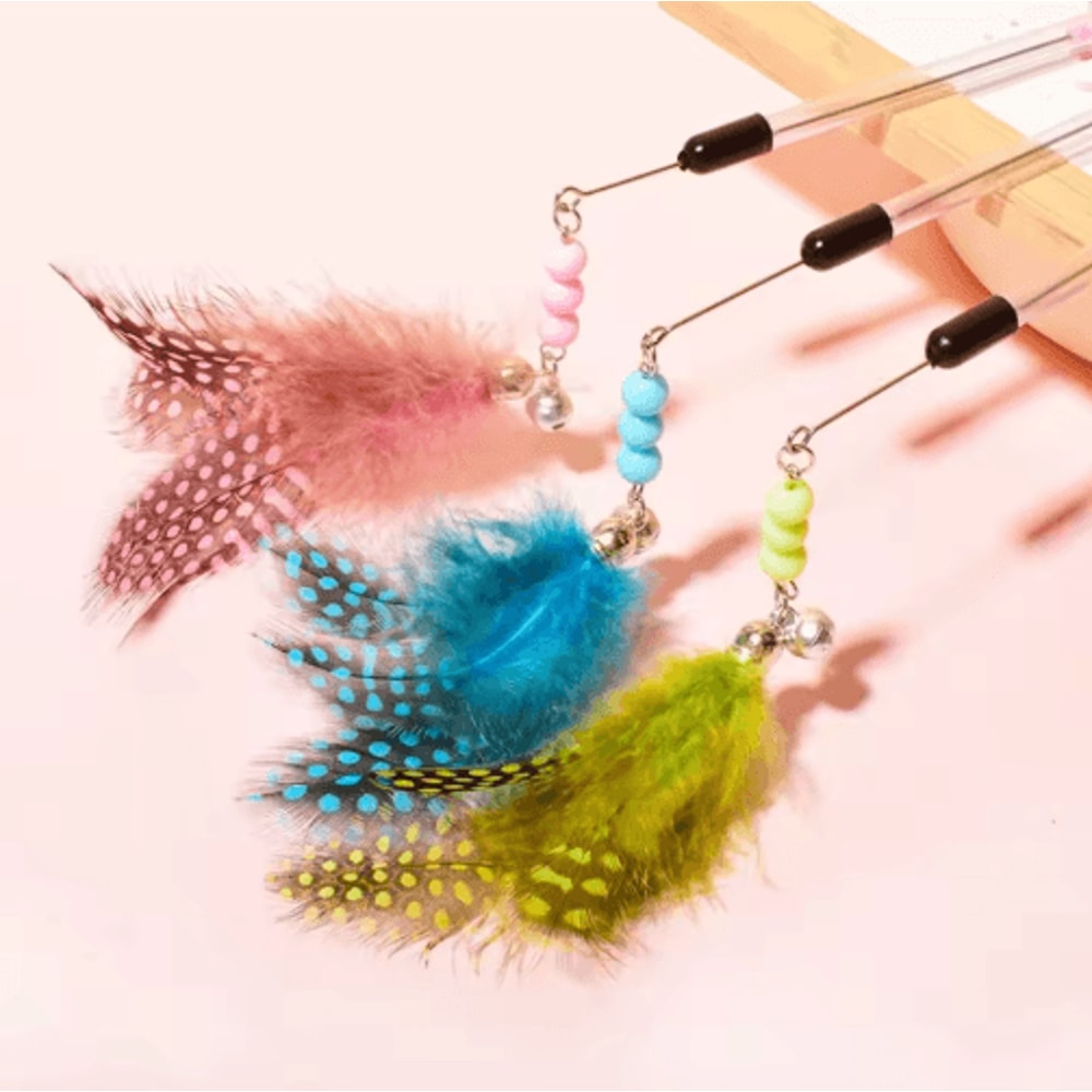 3PCS Retractable Feather Cat Wand Set Interactive Teaser Toys For Cats And Kittens 6