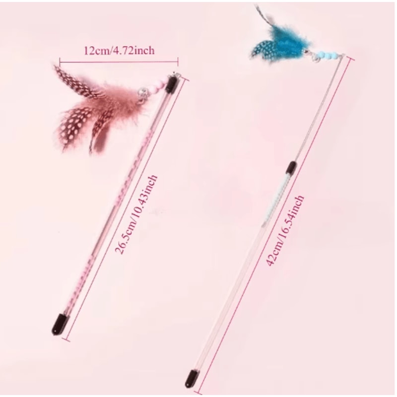 3PCS Retractable Feather Cat Wand Set Interactive Teaser Toys For Cats And Kittens 9