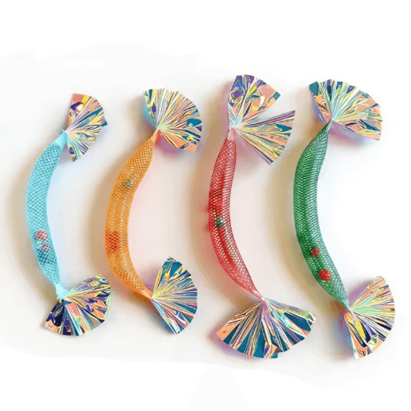 4PCS Mesh Shrimp Cat Toy Set Interactive Simulated Prawn Chew Toys For Cats And Kittens 1
