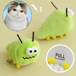 cute green bug catnip plush toy – interactive squeaky chew toy for cats and kittens