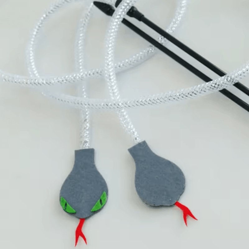Snake Cat Teaser Wand With Bell Interactive Squeaky Felt Toy For Cats And Kittens 2