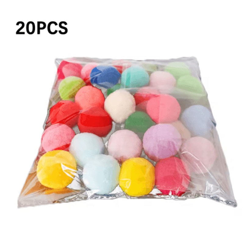 102030PCS Mini Pompom Cat Toy Set Colorful Plush Balls For Active Kittens And Cats 1