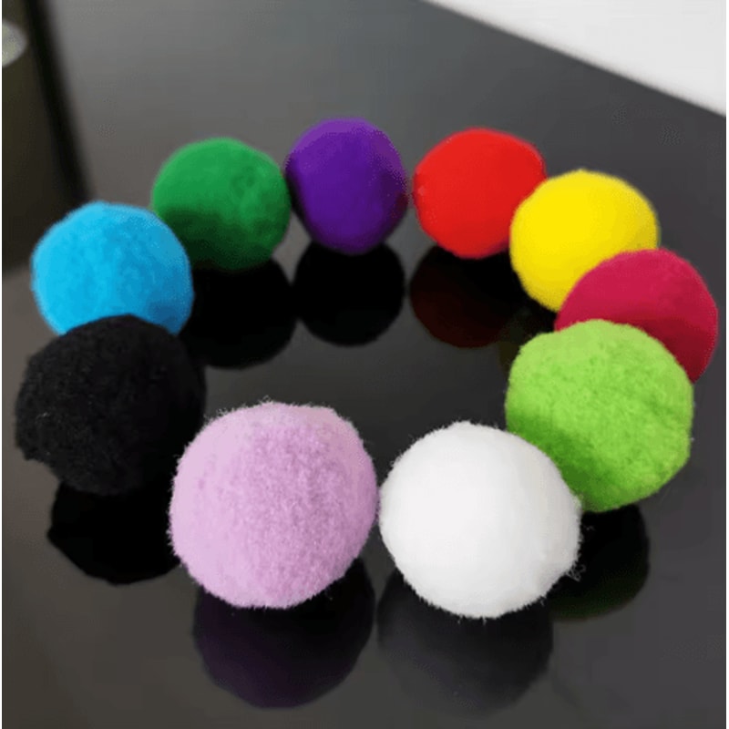 102030PCS Mini Pompom Cat Toy Set Colorful Plush Balls For Active Kittens And Cats 5