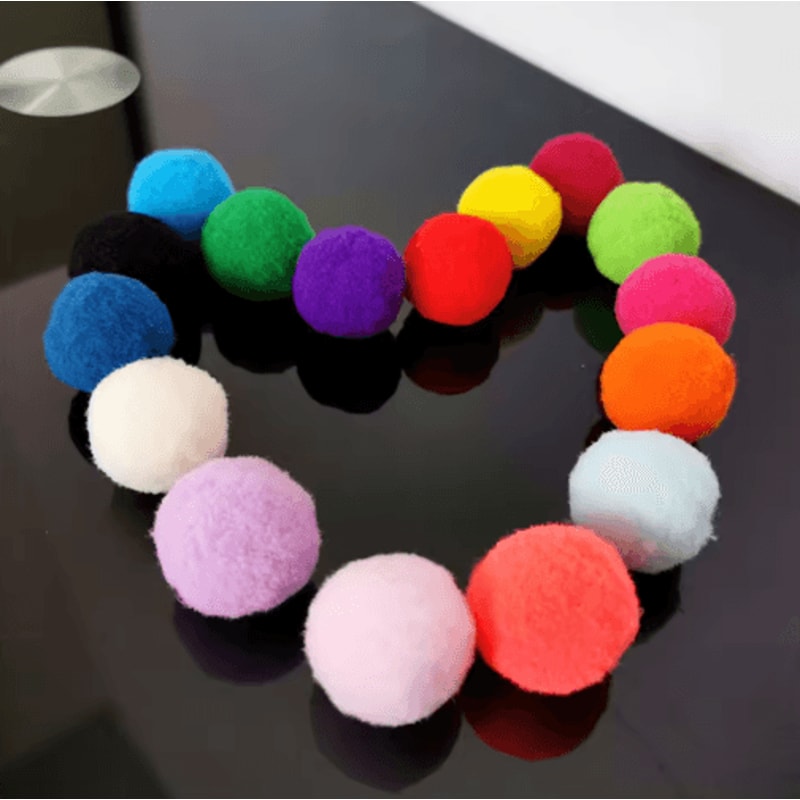 102030PCS Mini Pompom Cat Toy Set Colorful Plush Balls For Active Kittens And Cats 6