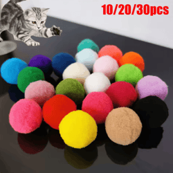 10/20/30pcs mini pompom cat toy set – colorful plush balls for active kittens and cats