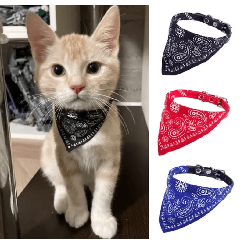 Cute Printed Bandana Pet Collar Adjustable Triangle Scarf For Cats Kittens Small Dogs 0