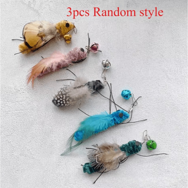 23PCS Plush Insect Cat Wand Refills Interactive Bug Replacement Heads For Teaser Toys 1