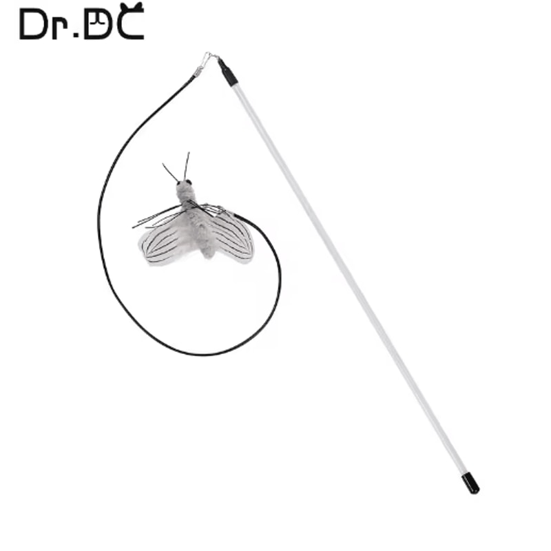 DrDC Dragonfly Feather Cat Wand Refill Interactive Teaser Stick Replacement Head For Cats 5