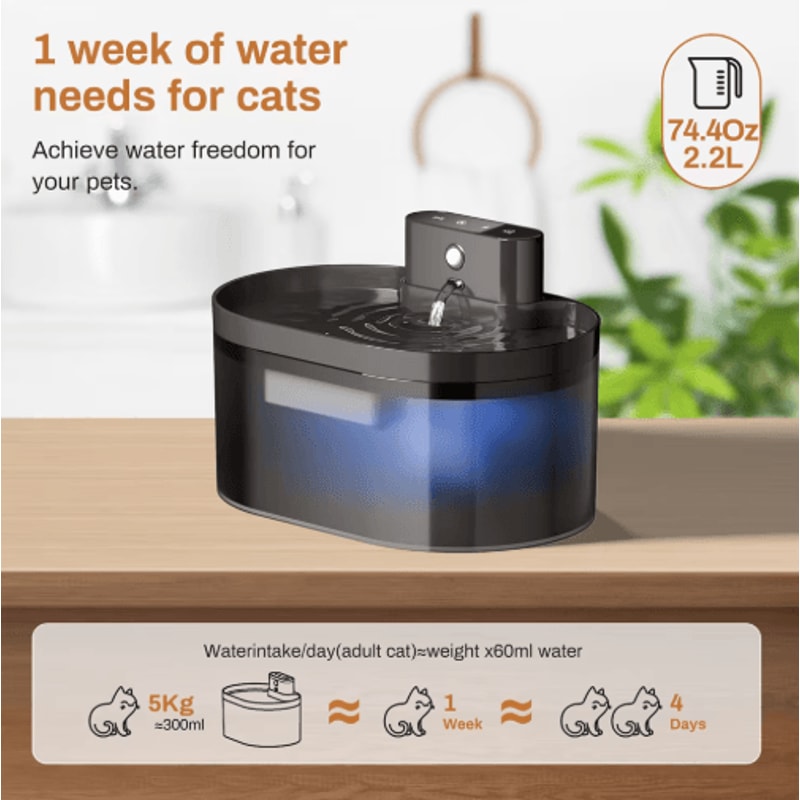 22L Automatic Pet Water Fountain Silent Rechargeable Drinking Fountain For Cats And Dogs 13