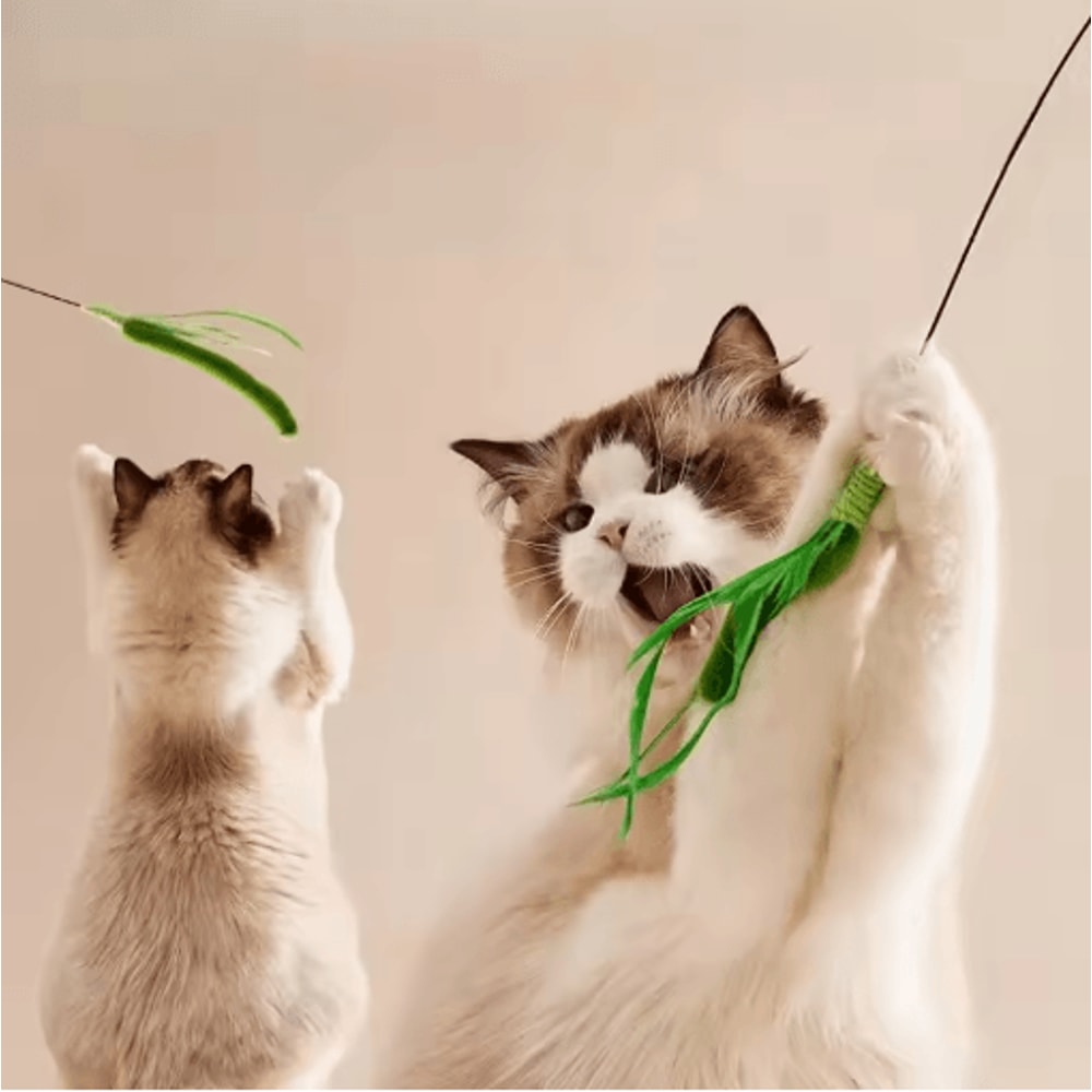 Interactive Feather Tail Cat Wand Toy Long Pole Teaser Stick For Active Cats And Kittens 4
