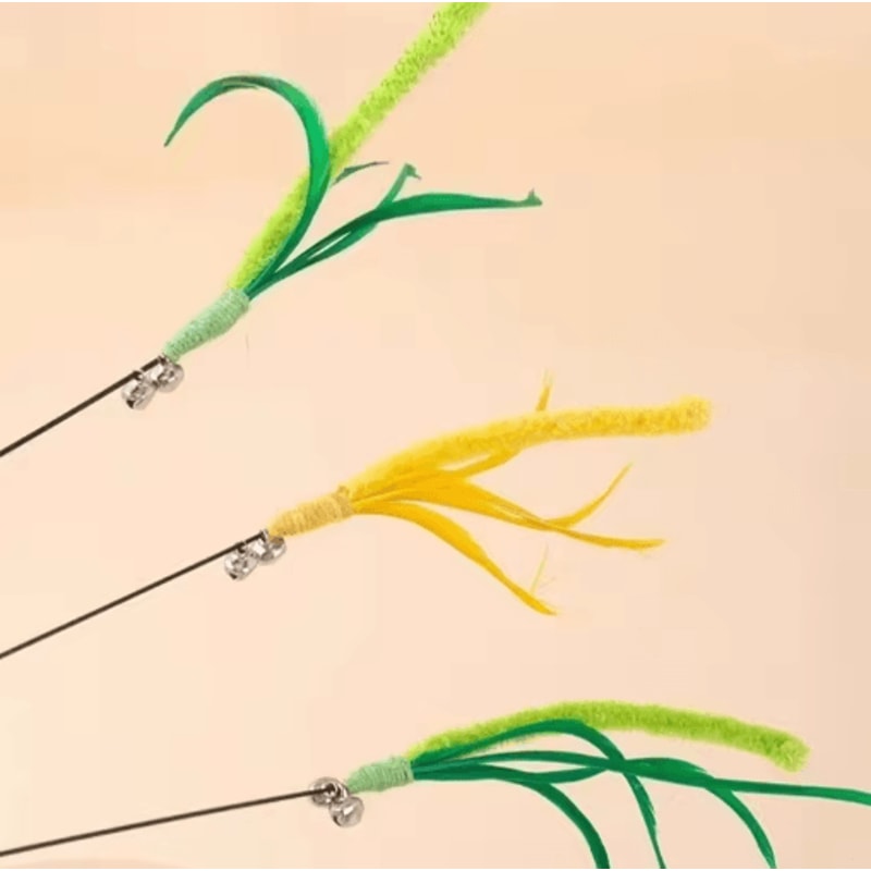 Interactive Feather Tail Cat Wand Toy Long Pole Teaser Stick For Active Cats And Kittens 7