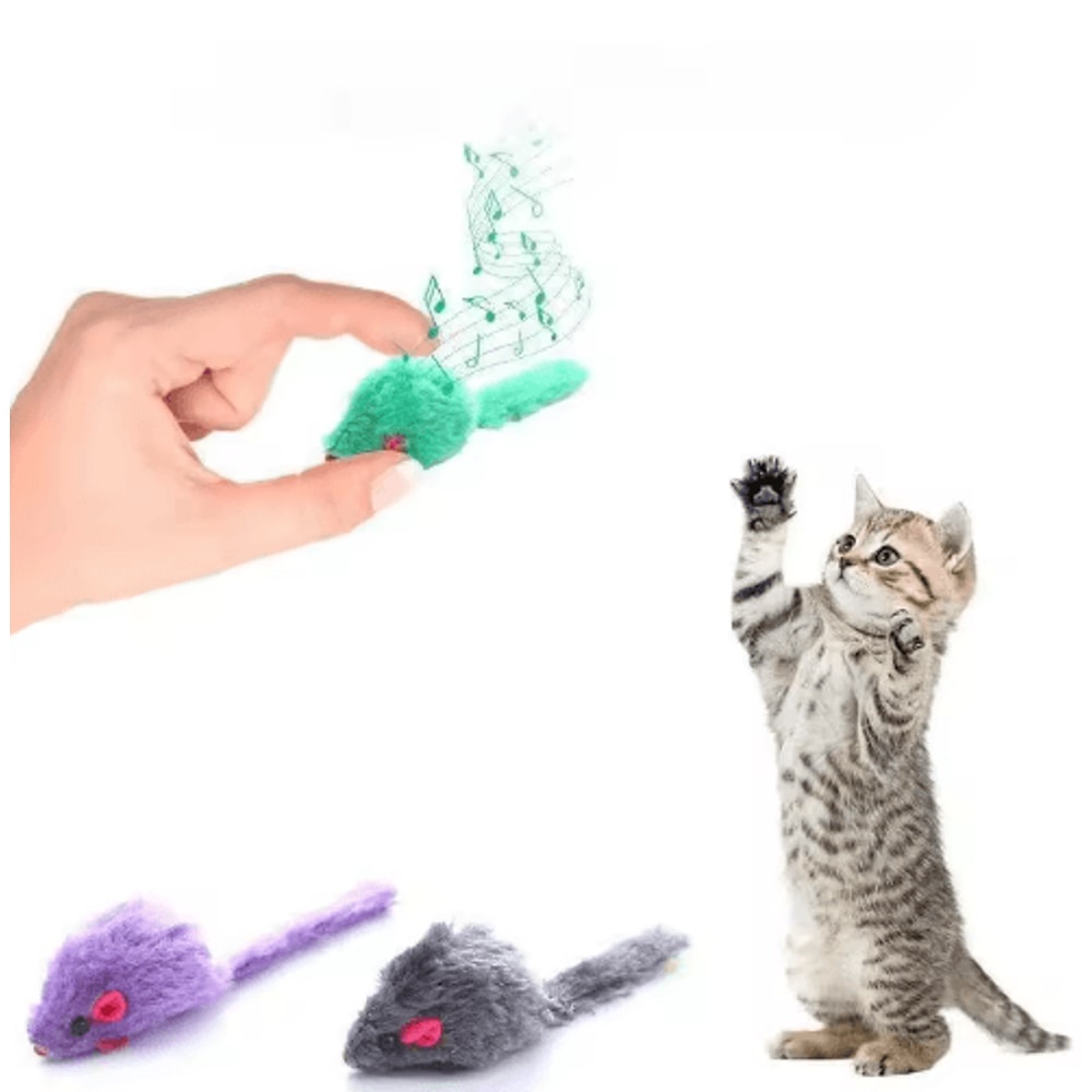 Squeaky Catnip Mouse Toy Faux Fur Interactive Training Toy For Cats And Kittens 4
