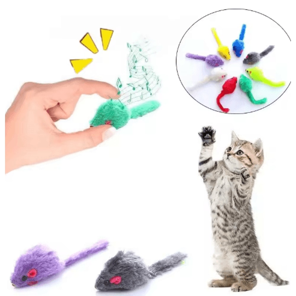 Squeaky Catnip Mouse Toy Faux Fur Interactive Training Toy For Cats And Kittens 0