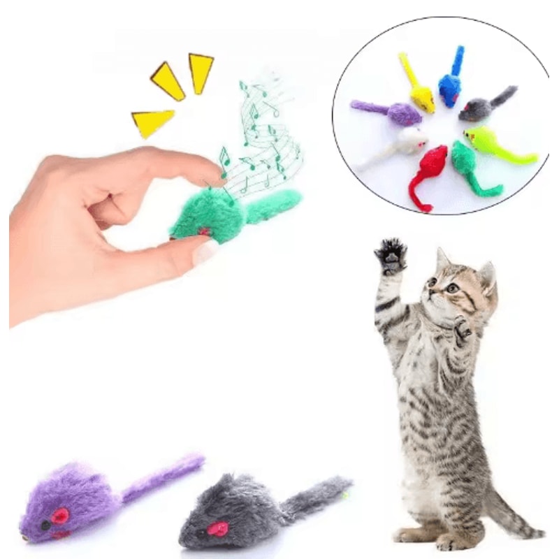 Squeaky Catnip Mouse Toy Faux Fur Interactive Training Toy For Cats And Kittens 0