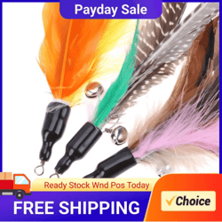 5pcs feather cat wand refill set colorful interactive replacement teaser toys for cats