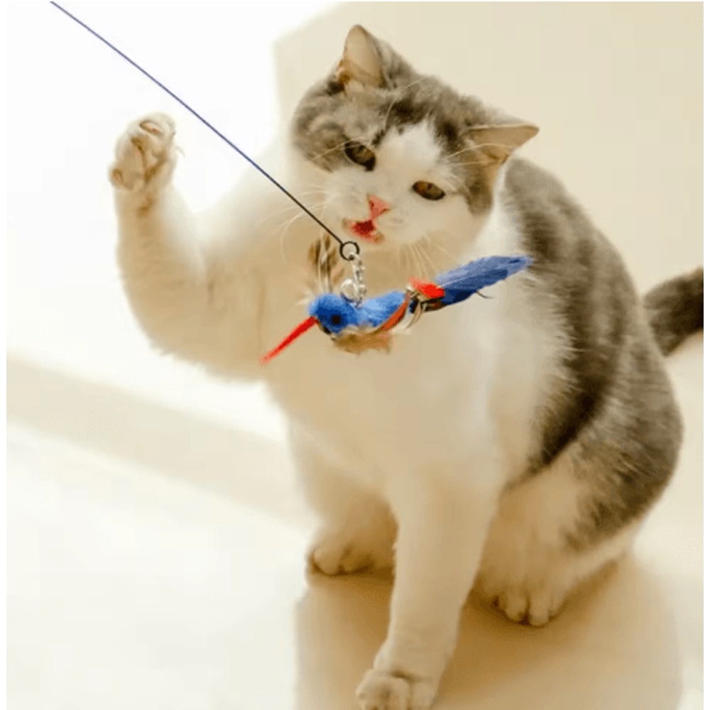 Feather Bird Cat Teaser Refill Interactive Suction Cup Wand Replacement Toy For Cats 8