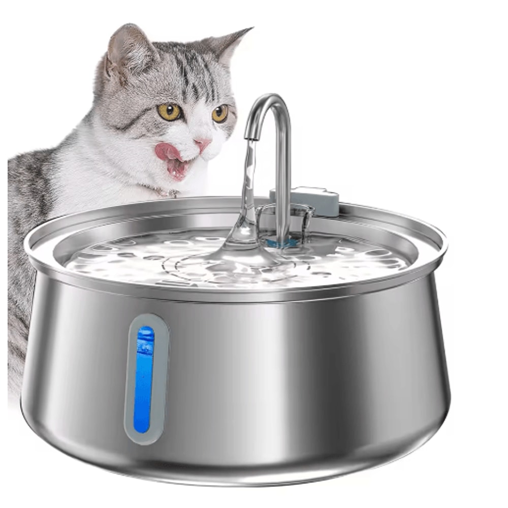 Pure Flow 4L Stainless Steel Cat Water Fountain Ultra Quiet Pet Water Dispenser With MultiLayer Fil 0