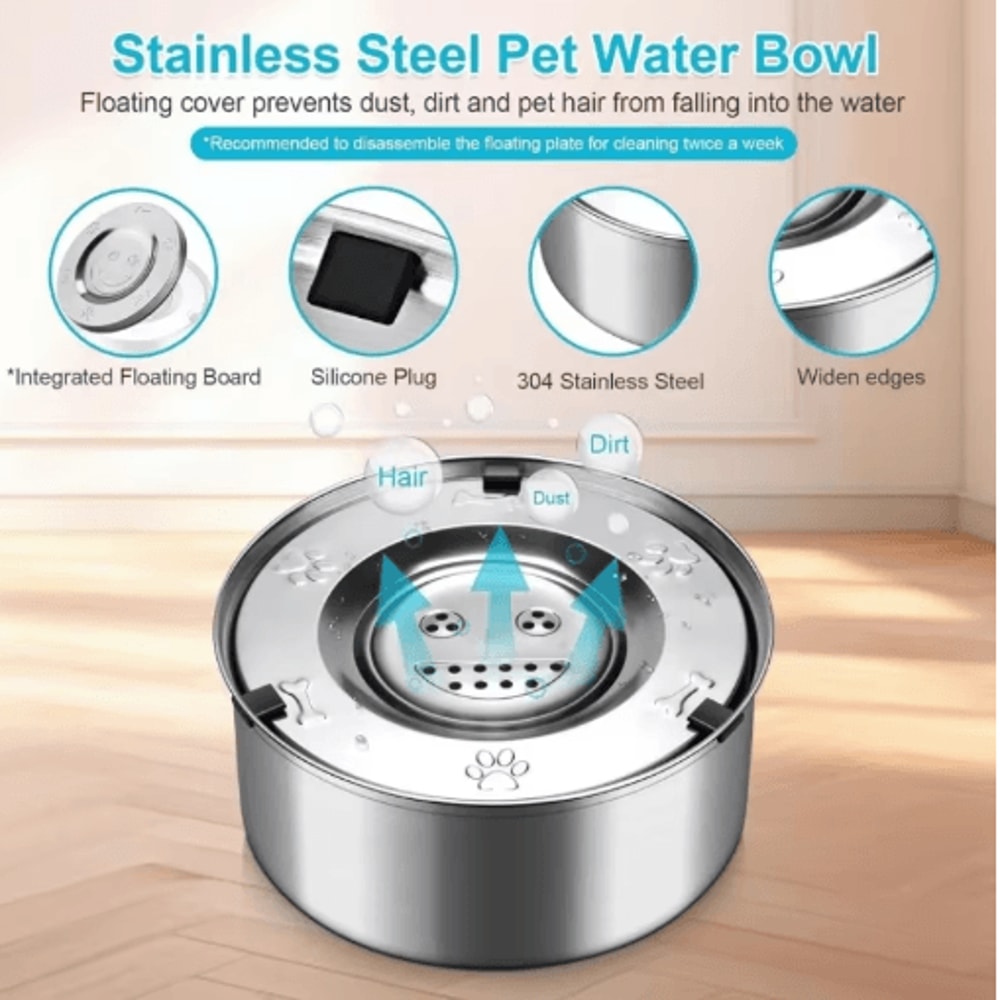 Splash Guard Stainless Steel Floating Pet Water Bowl NoSpill AntiSplash Water Feeder For Dogs Cat 5