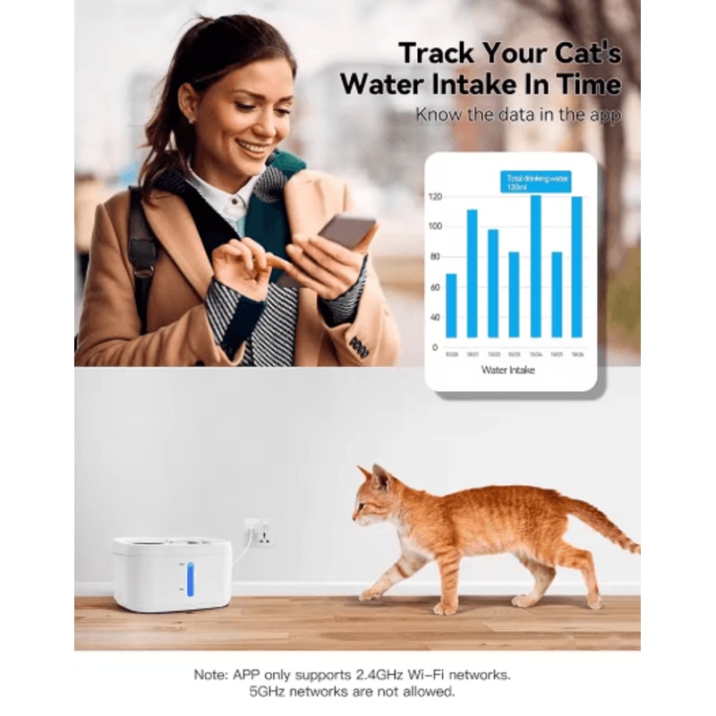 AquaSense Smart Cat Water Fountain APPControlled 25L Wireless Pet Water Dispenser With Stainless St 6