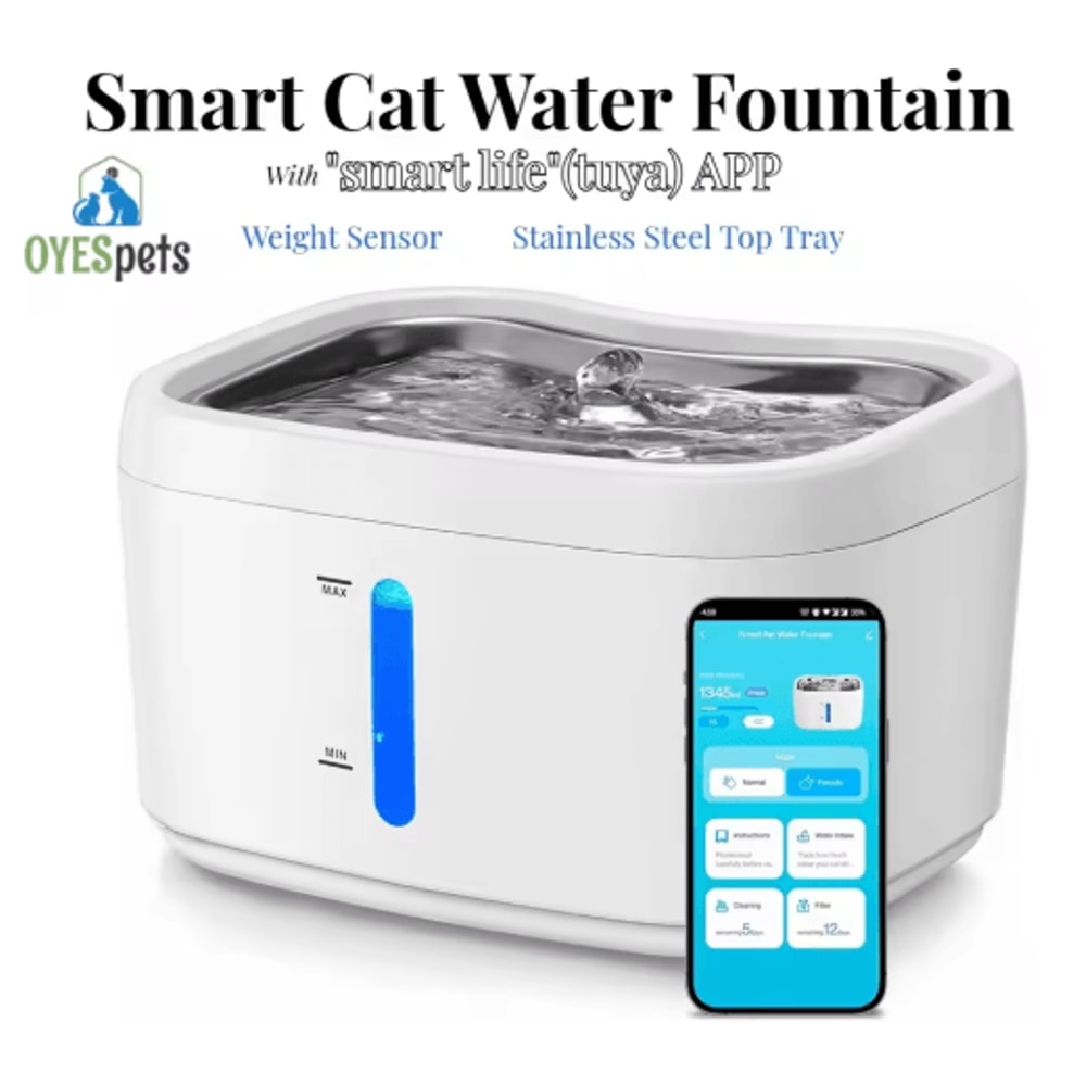 AquaSense Smart Cat Water Fountain APPControlled 25L Wireless Pet Water Dispenser With Stainless St 0
